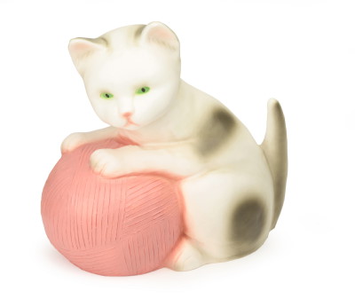 Nachtlicht Katze weiss pink mit Wolle