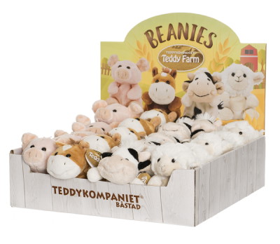 Teddy Farm Beanies- Displaybox, 4 diff.