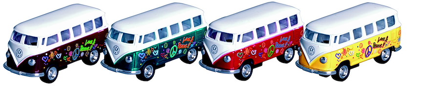 VW Microbus mit Druck (1962), Spritzguss, 1:64