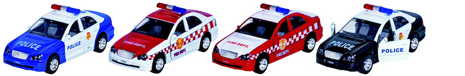 Polizei und Feuerwehr mit Sirene + Licht