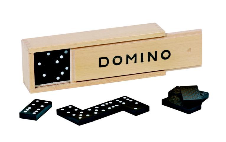 Dominospiel im Holzkasten