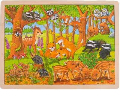 Einlegepuzzle Tierkinder im Wald