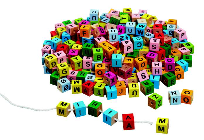 Buchstabenwürfel, bunt, zum Aufziehen