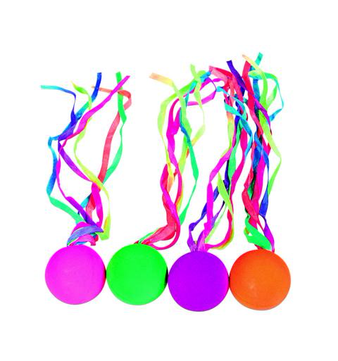 Vollgummiball mit neonfarbenen Schleifen