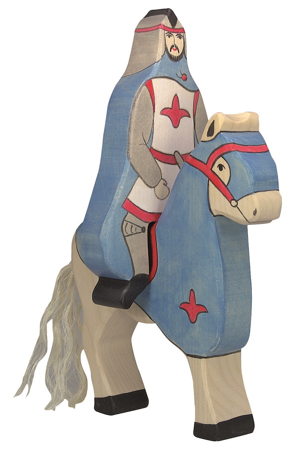 Blauer Ritter mit Mantel, reitend (ohne Pferd)