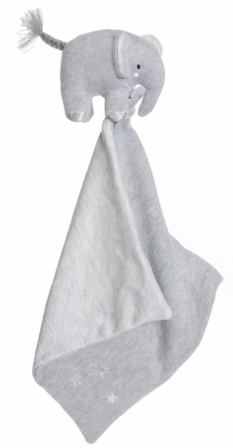 Cozy Knits Elefant mit Schmusetuch 28/28 cm gestrickt
