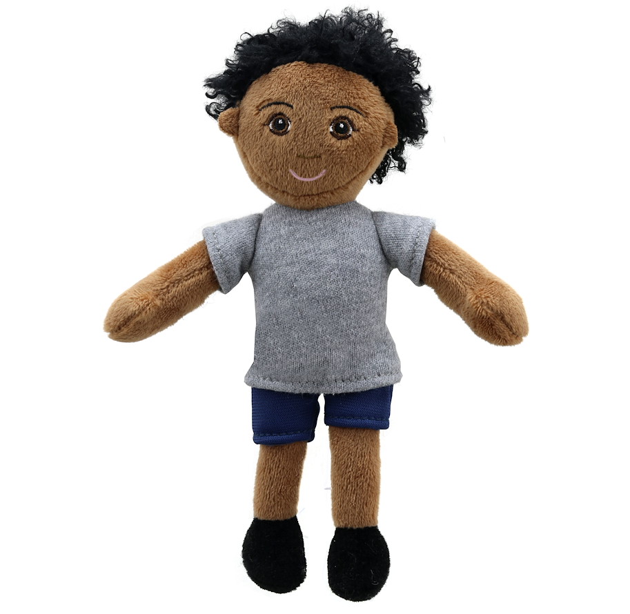 Fingerpuppe Boy schwarze Haare, 20 cm
