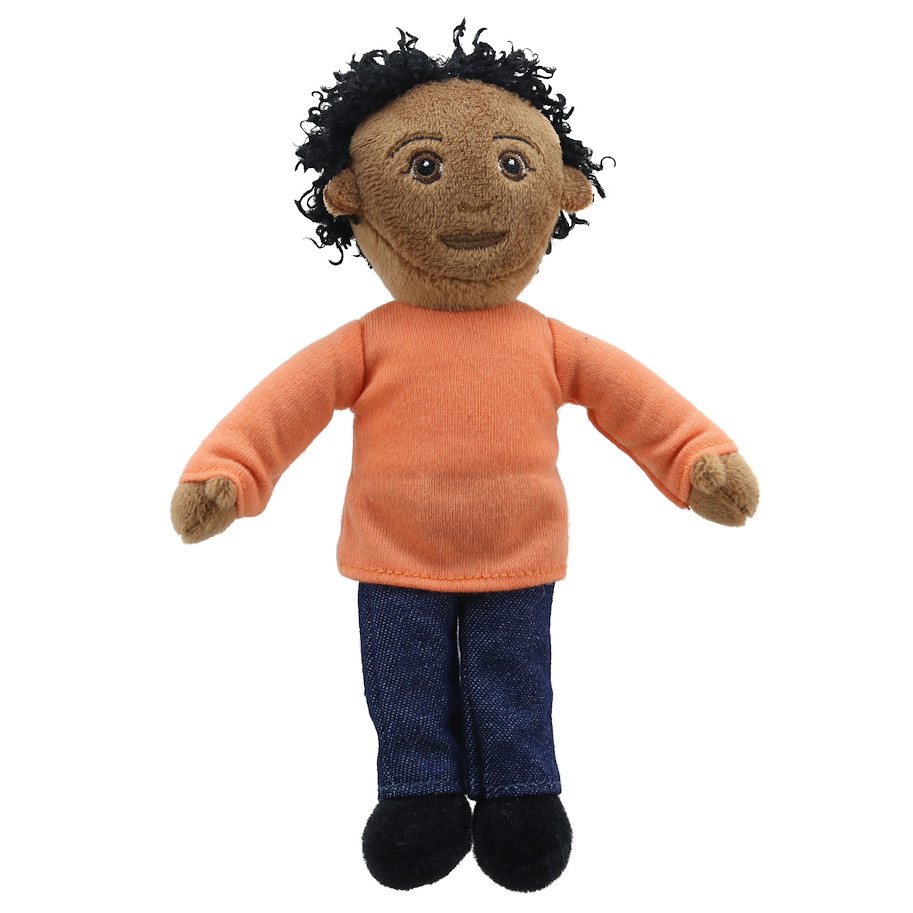 Fingerpuppe Vater schwarze Haare, 20 cm