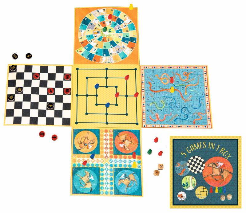 Spielebox mit 6 Spielen & mehrsprachigen Anleitungen