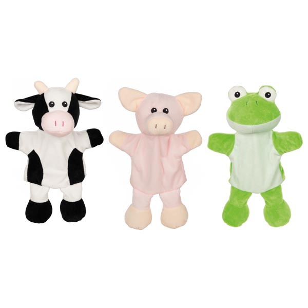 Handpuppen Kuh, Schwein, Frosch (mit Beinen)