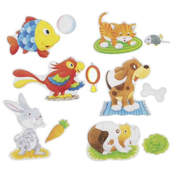 Puzzleset Haustiere, Hund: 20 x 22,5 cm, Pappe, 24-teilig, 12 Motive