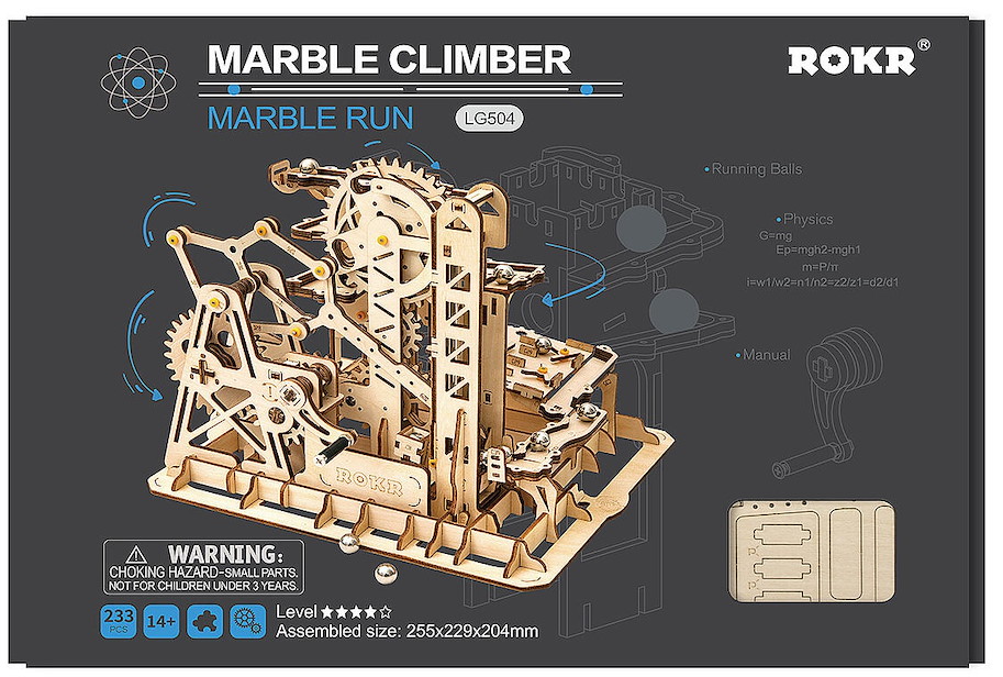 Holzbausatz MURMELBAHN Climber mit Kurbelantrieb