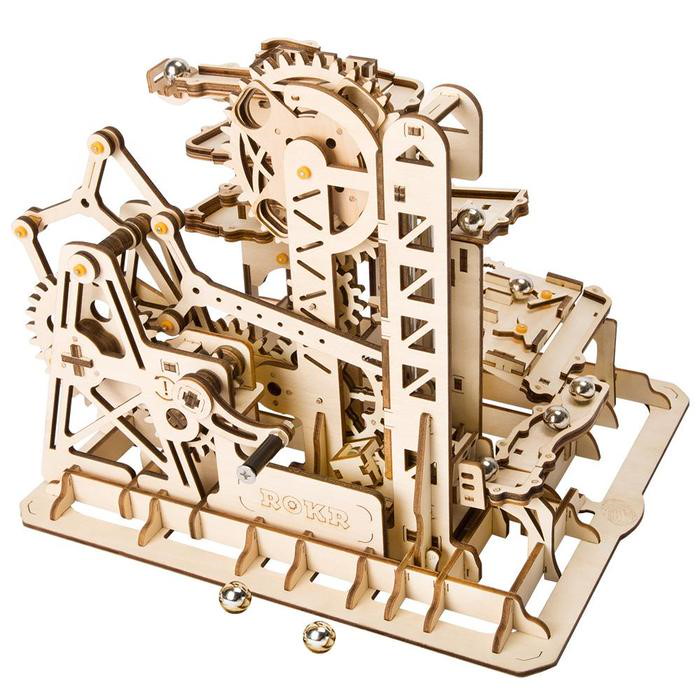 Holzbausatz MURMELBAHN Climber mit Kurbelantrieb