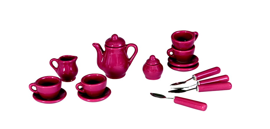 Mini Porzellan Tee Set kirschrot