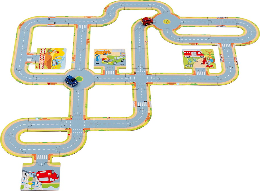 Spielstraße mit 2 Fahrzeugen