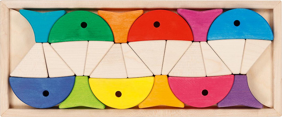 Legespiel und Bausteinkasten 6 bunte Fische