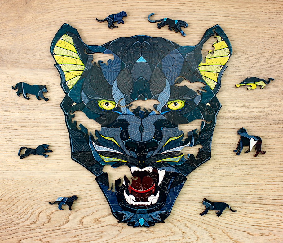 Holzpuzzle Panther mit Spieltieren
