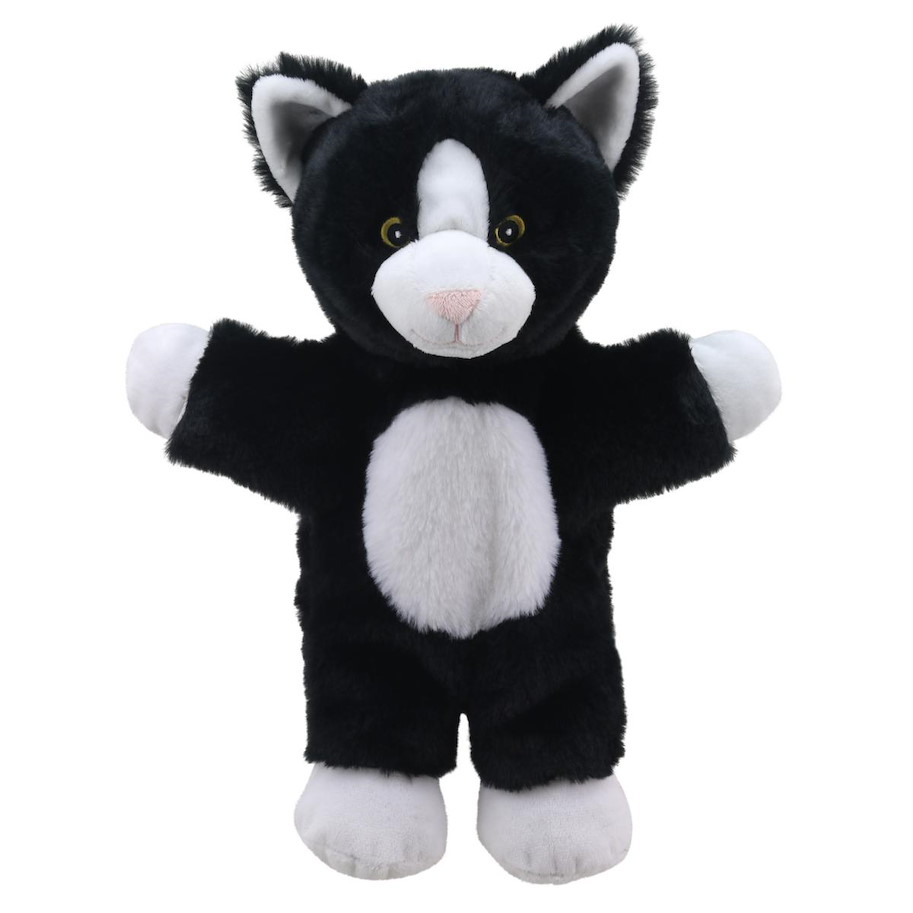 Handpuppe Öko Katze schwarz-weiß ca. 32 cm