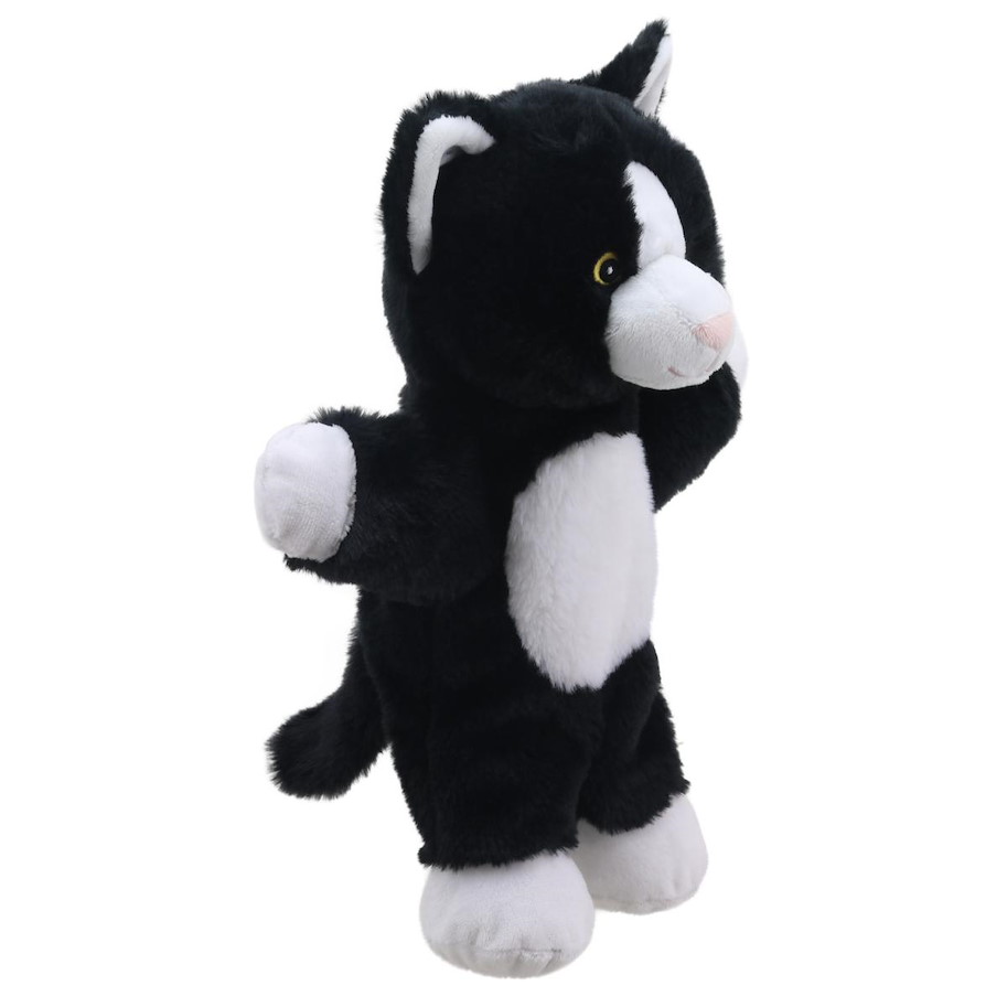 Handpuppe Öko Katze schwarz-weiß ca. 32 cm
