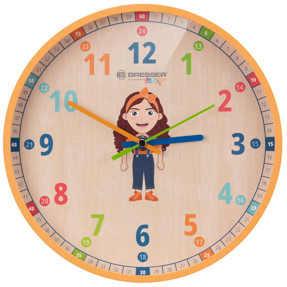 BRESSER JUNIOR Kinder-Wanduhr Orange