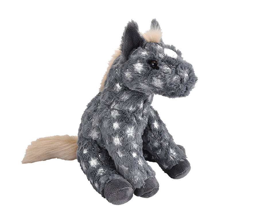 Plüsch Pferd grau glitzernd Foilkins