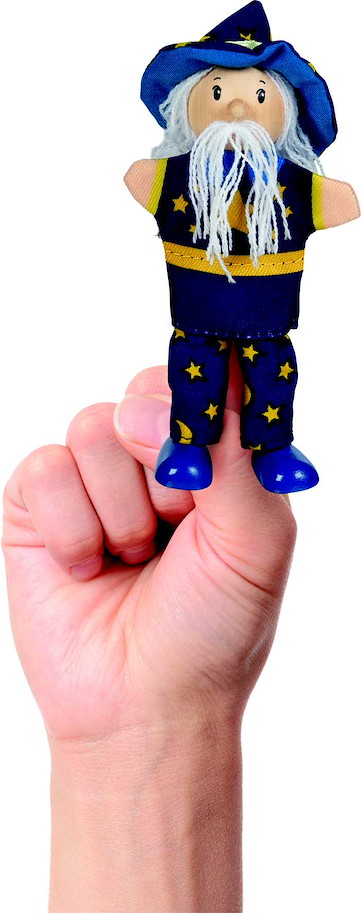 Fingerpuppe Zauberer mit Beinen