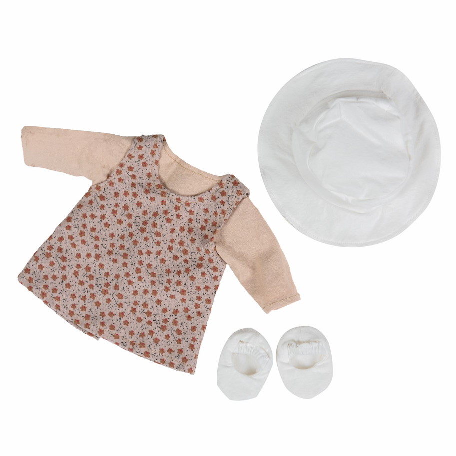 Puppenkleider beige Blumen