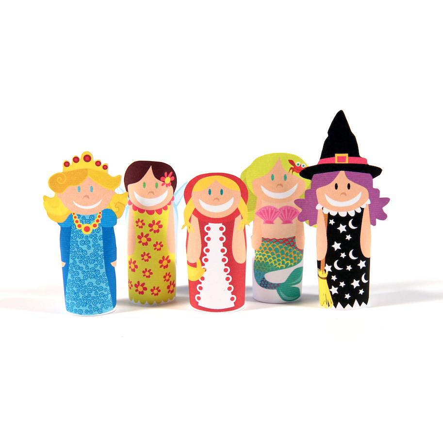 Papierfingerpuppenset 8 Fantasy-Girls