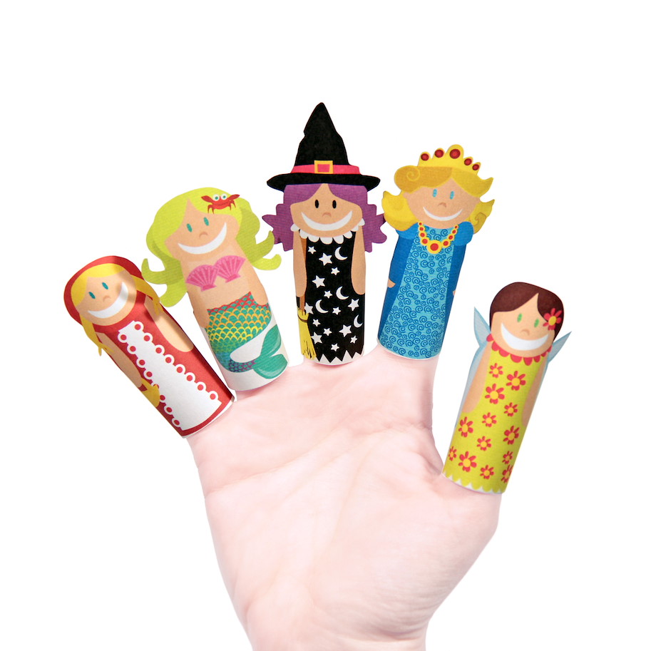 Papierfingerpuppenset 8 Fantasy-Girls