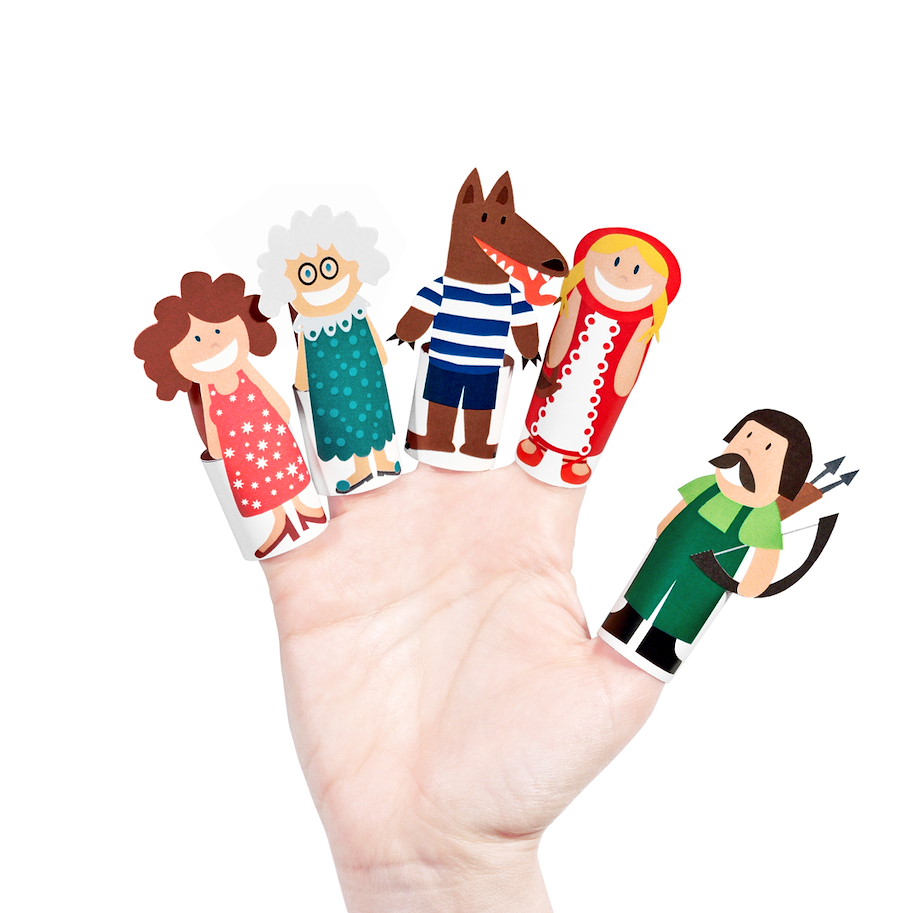Papierfingerpuppenset 6 Rotkäppchen