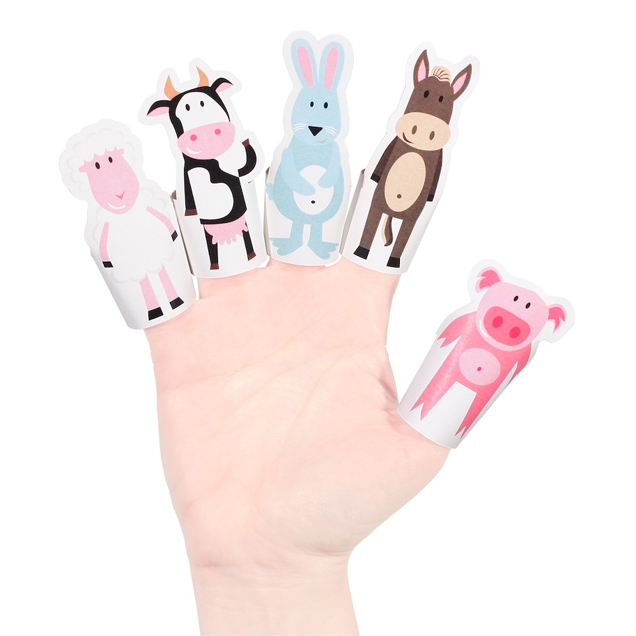 Papierfingerpuppenset 8 Bauernhoftiere