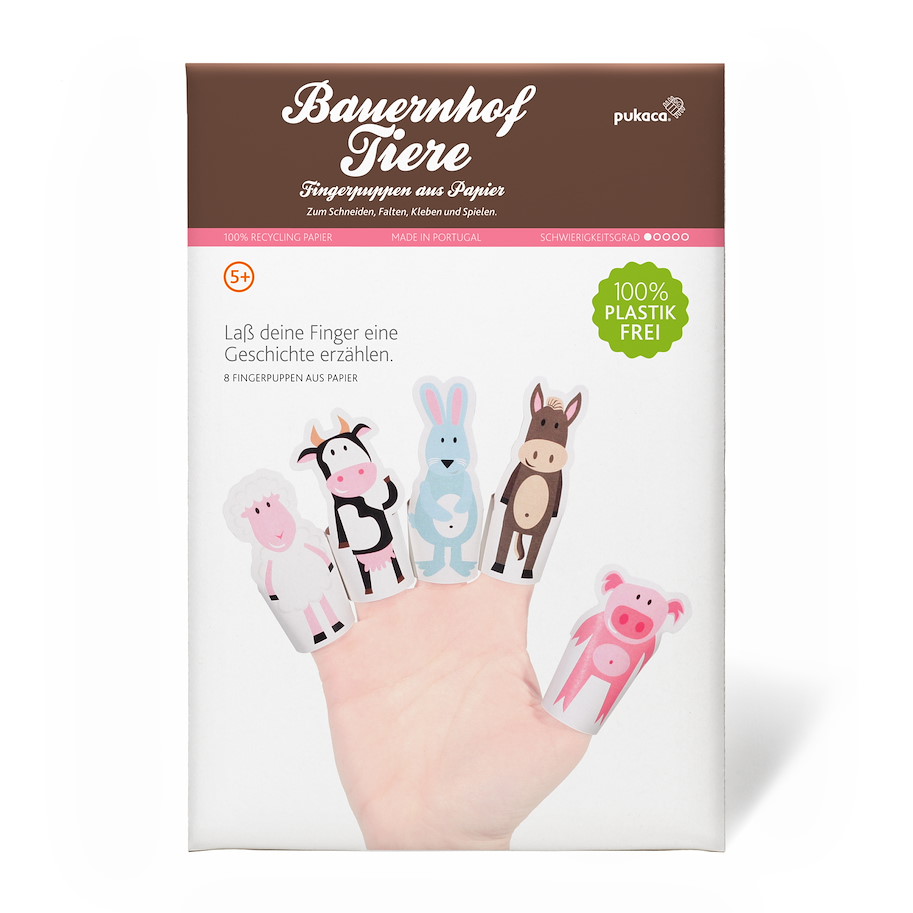 Papierfingerpuppenset 8 Bauernhoftiere