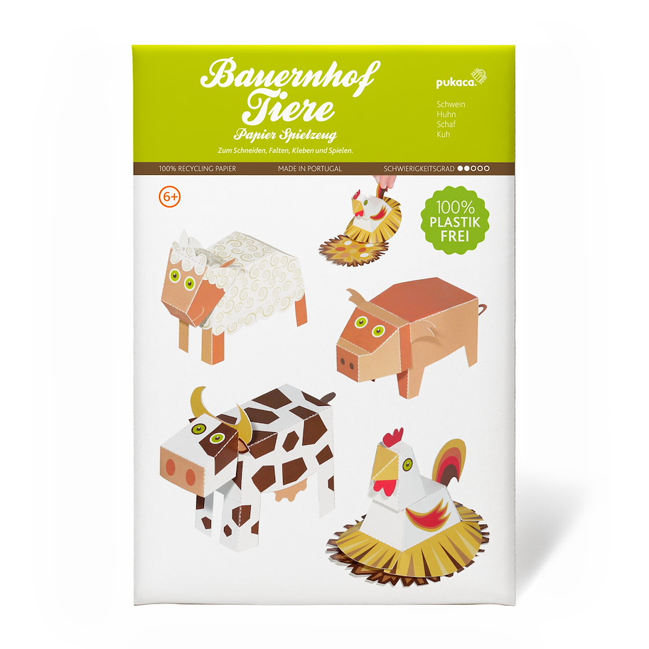 Papierspielzeugset 4 Bauernhoftiere