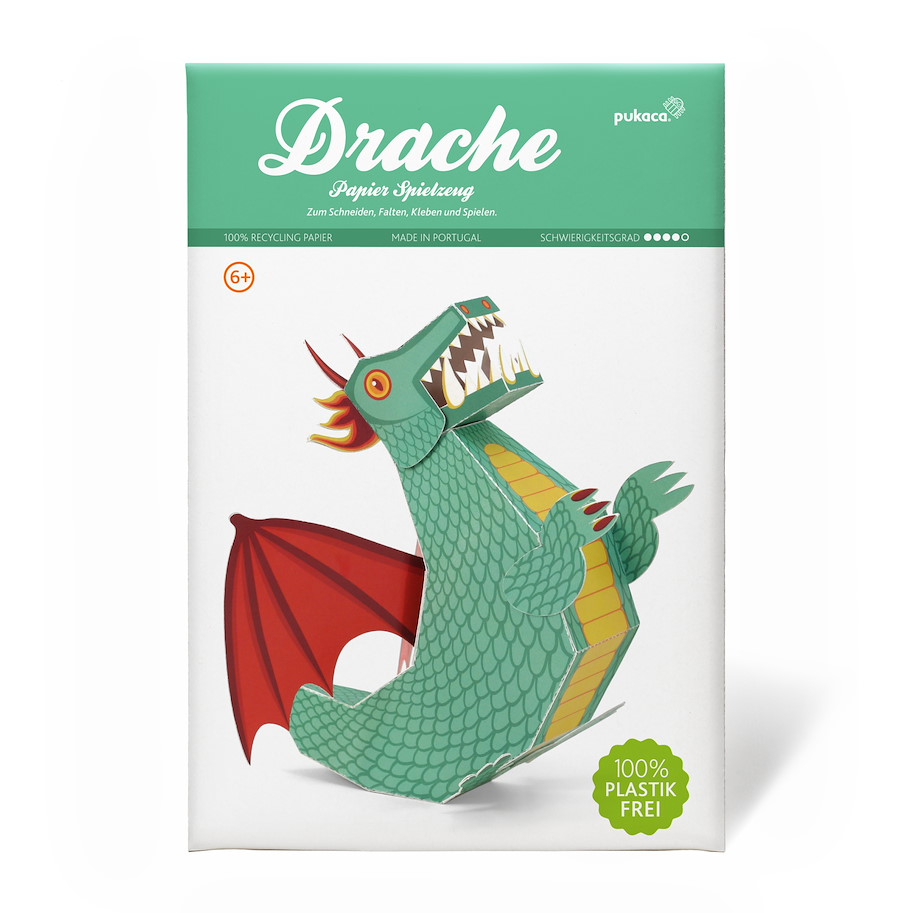 Drache grün Papierspielzeug