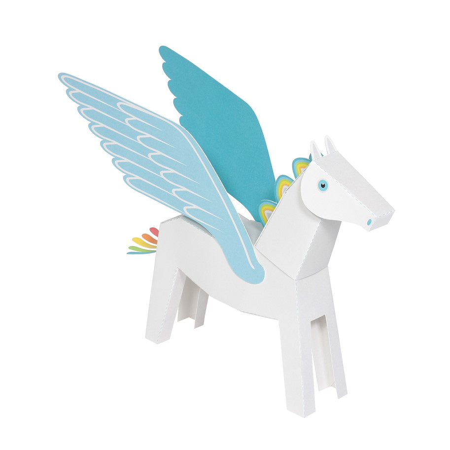 Einhorn weiss/blau Papierspielzeug