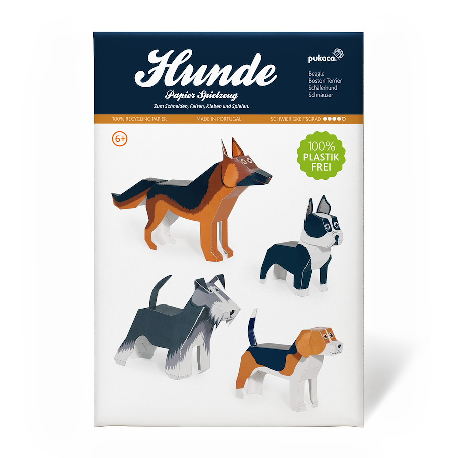 Papierspielzeugset 4 Hunde