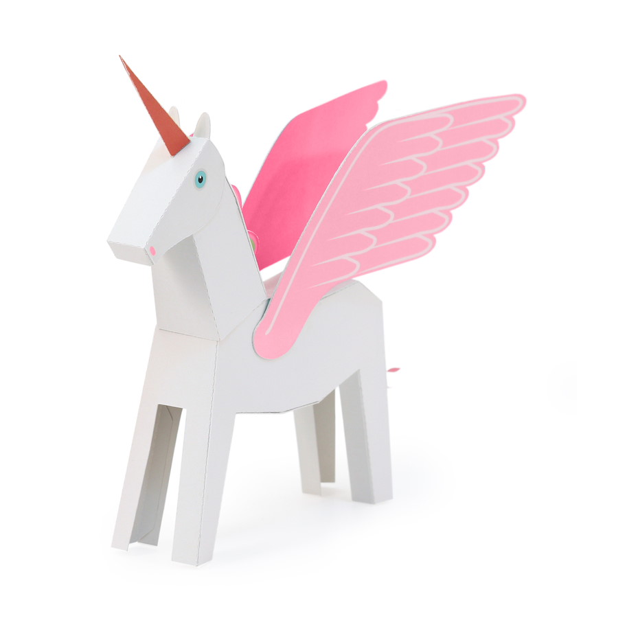 Einhorn weiss/pink Papierspielzeug