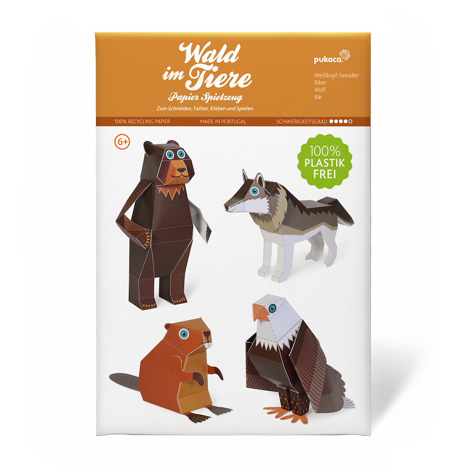 Papierspielzeugset 4 Woodlandtiere