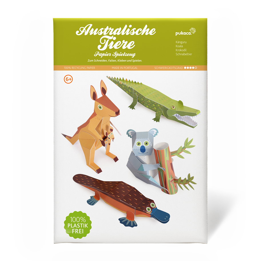 Papierspielzeugset 4 australische Tiere
