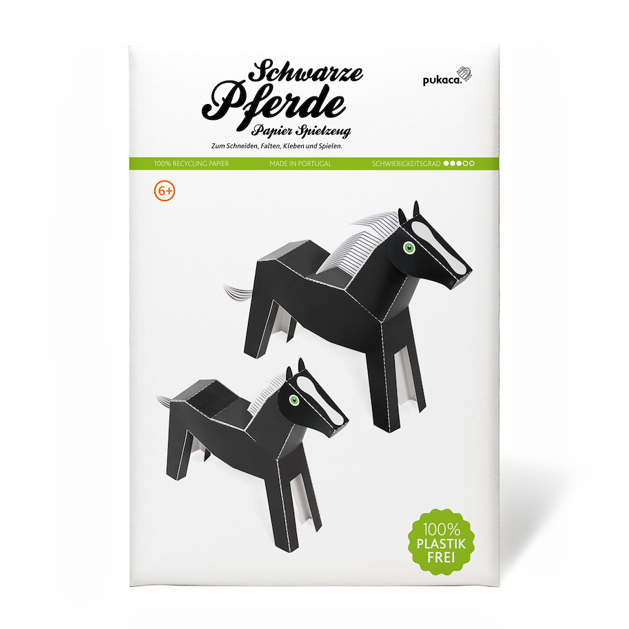 Papierspielzeugset 2 schwarze Pferde