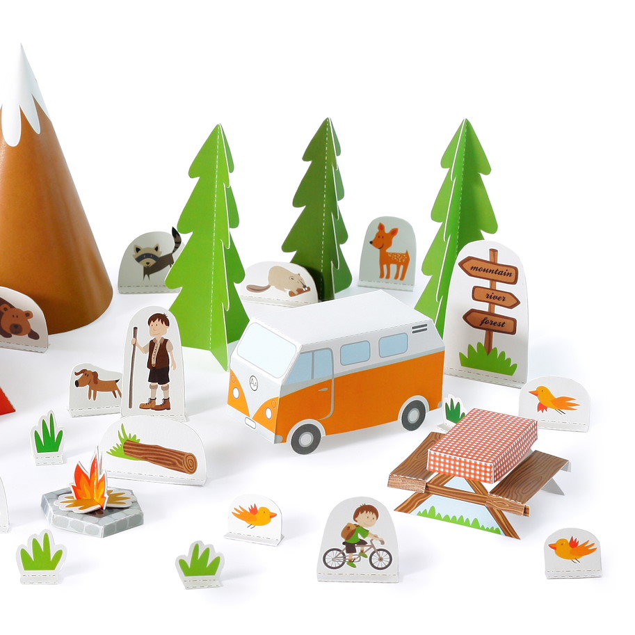 Camping Dorf Papierspielzeugset