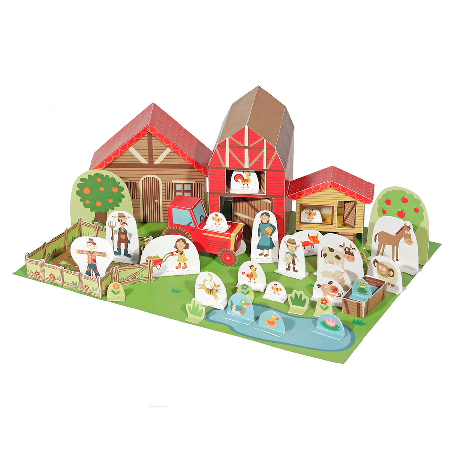 Bauernhof Papierspielzeugset
