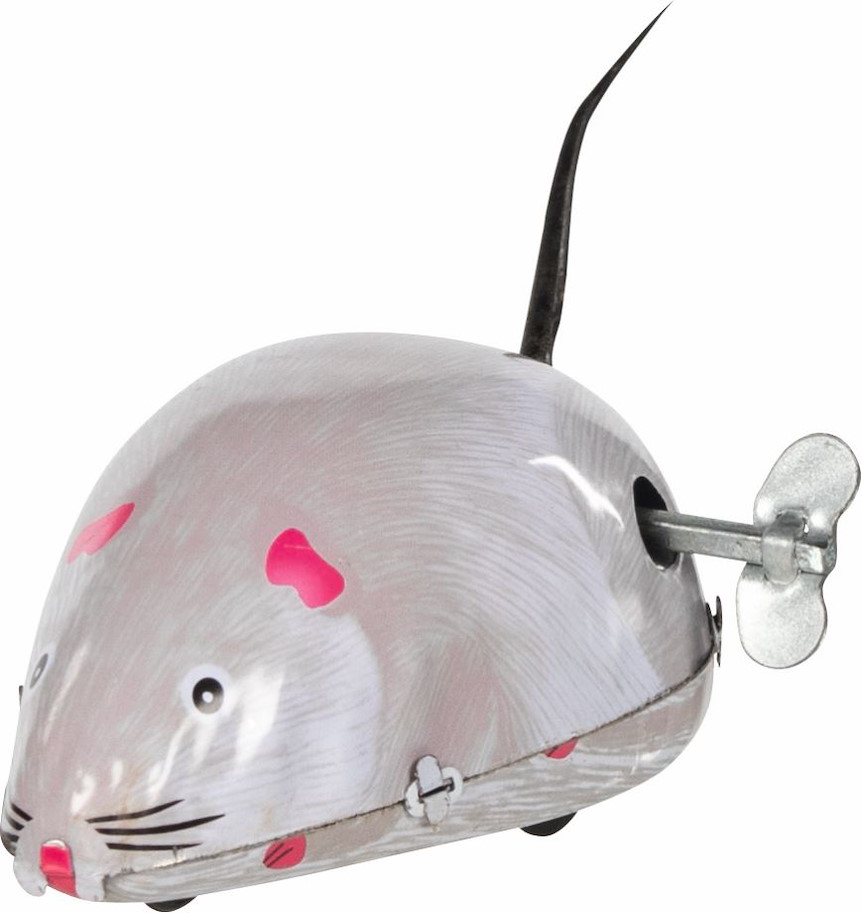 Maus grau aus Blech mit Aufziehmotor