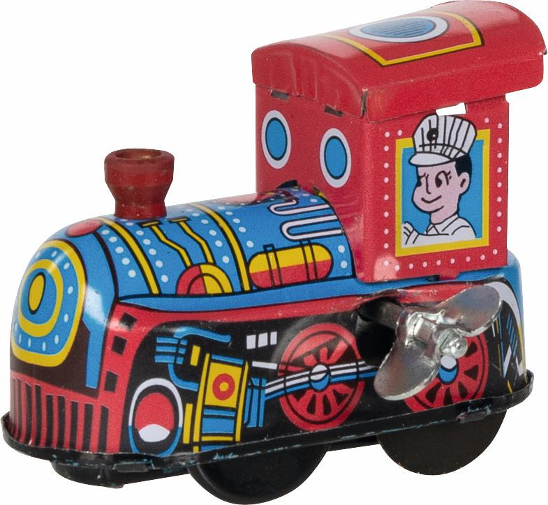 Mini Lokomotive aus Blech mit Aufziehmotor