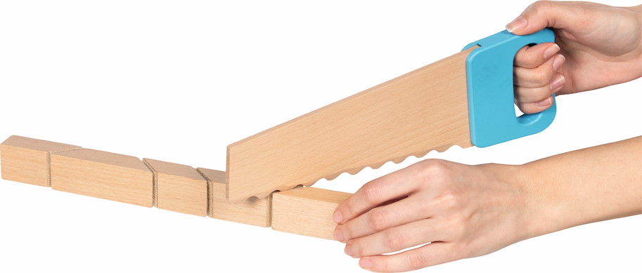 Holzbausteine mit Klettverbindungen und Säge 11 Teile