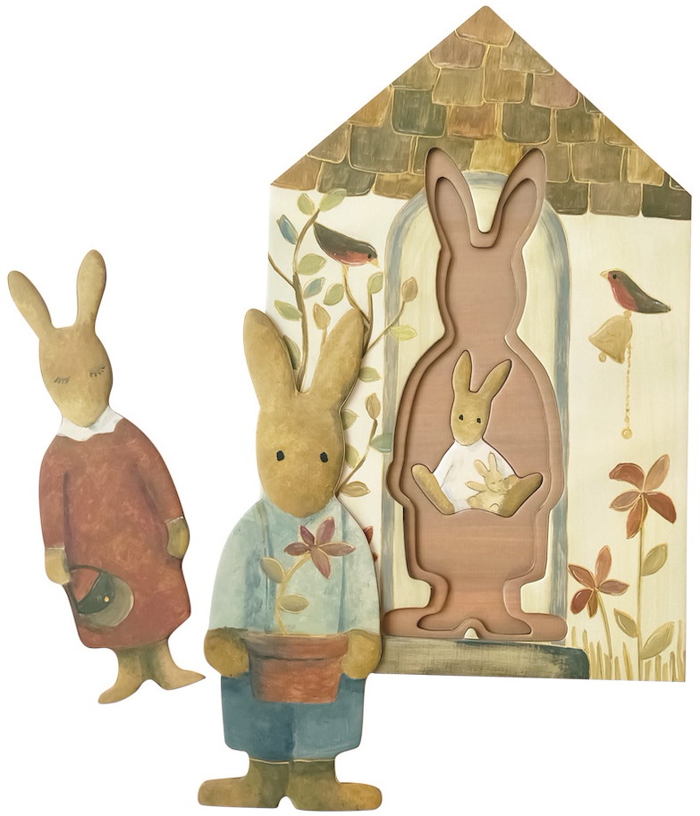Schichtenpuzzle Hasenfamilie