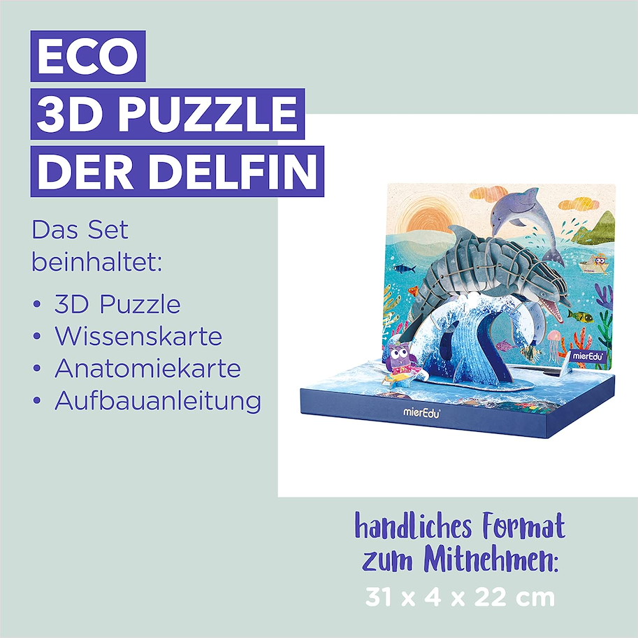 Eco 3D Puzzle - Der Delfin (beweglich), 83 Teile
