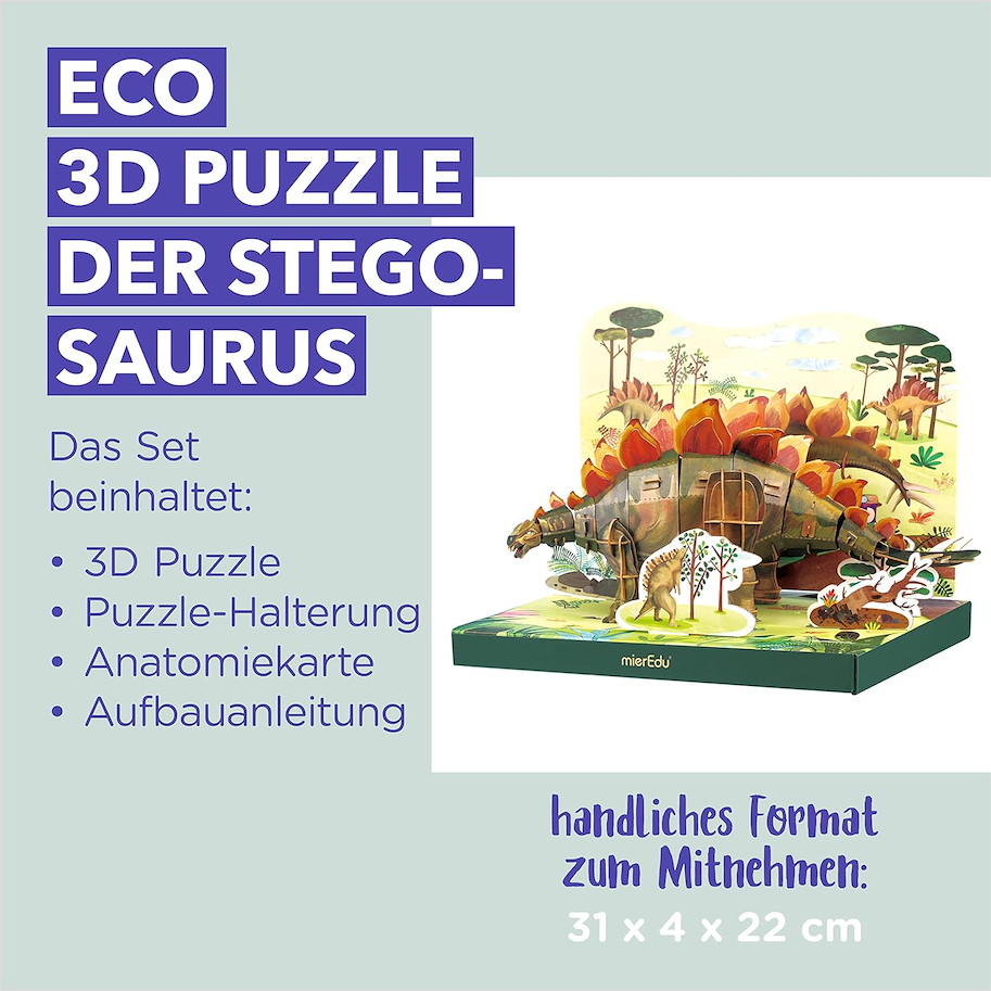Eco 3D Puzzle - Stegosaurus (beweglich), 154 Teile