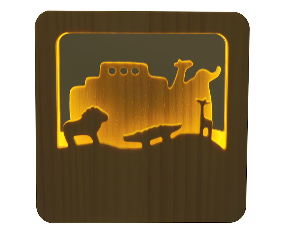 Nachtlicht Noah's Arche aus Holz