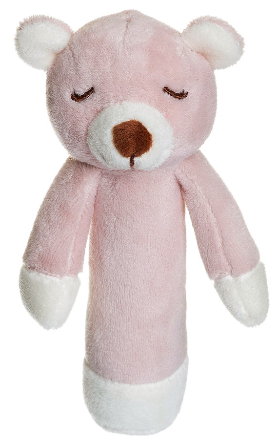 Rassel Teddybär pink 14  cm